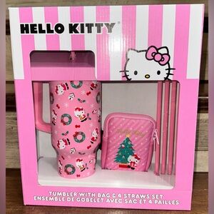 Cute 🥰 Hello Kitty Tumbler with Bag & 4 Straws set Christmas Holiday Gift 💝
